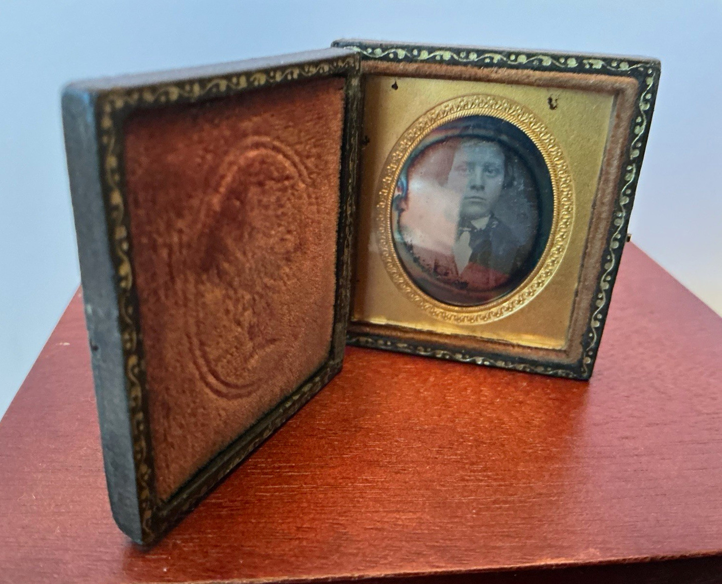 Antique Black & White Child Portrait Cased Photograph, Union Case, Original Antique Black & White Child Portrait Cased Photograph, Union Case, Original