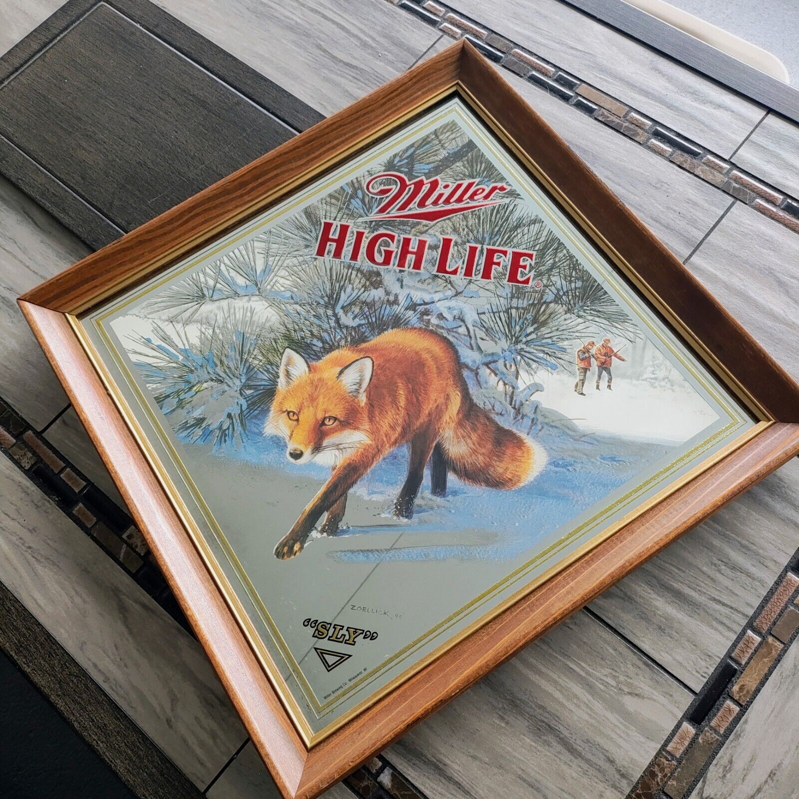 Vintage Miller High Life Bar Mirror Sign Sly Red Fox Wildlife Series Beer Gift