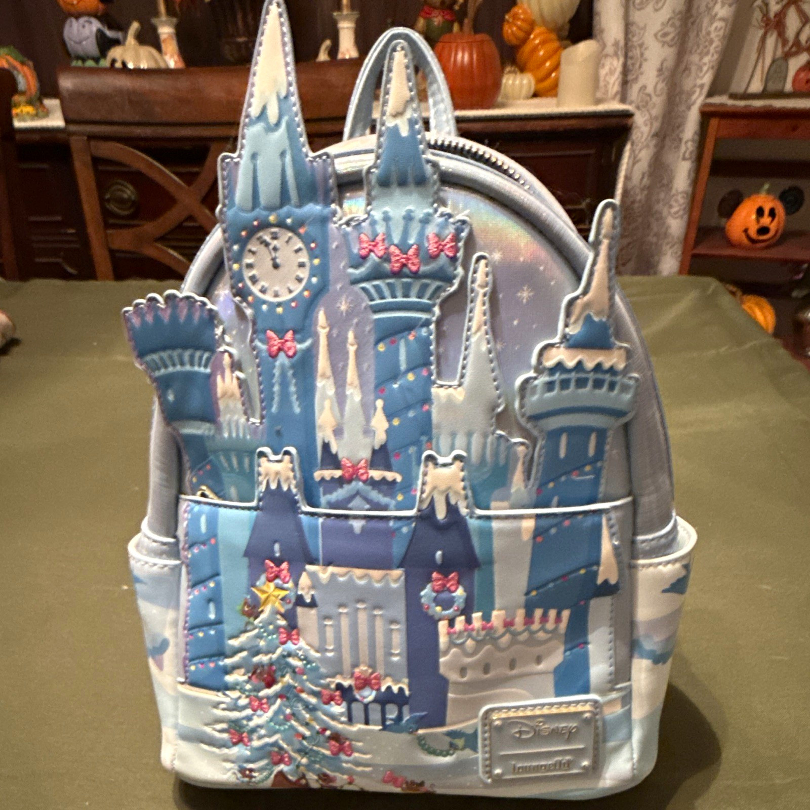 Loungefly Disney Cinderella Castle Light-Up Mini Backpack Blue White Loungefly Disney Cinderella Castle Light-Up Mini Backpack Blue White