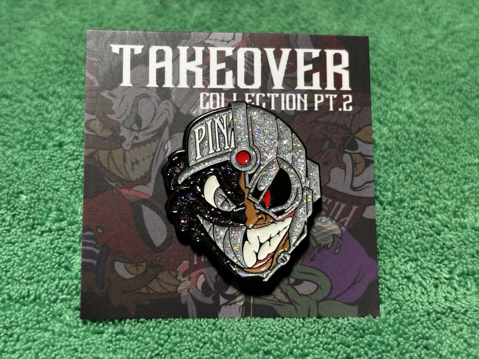 Pinzcity Takeover Cyborg Scare Bear Split Face Hat Pin #12/20 Pinzcity Takeover Cyborg Scare Bear Split Face Hat Pin #12/20