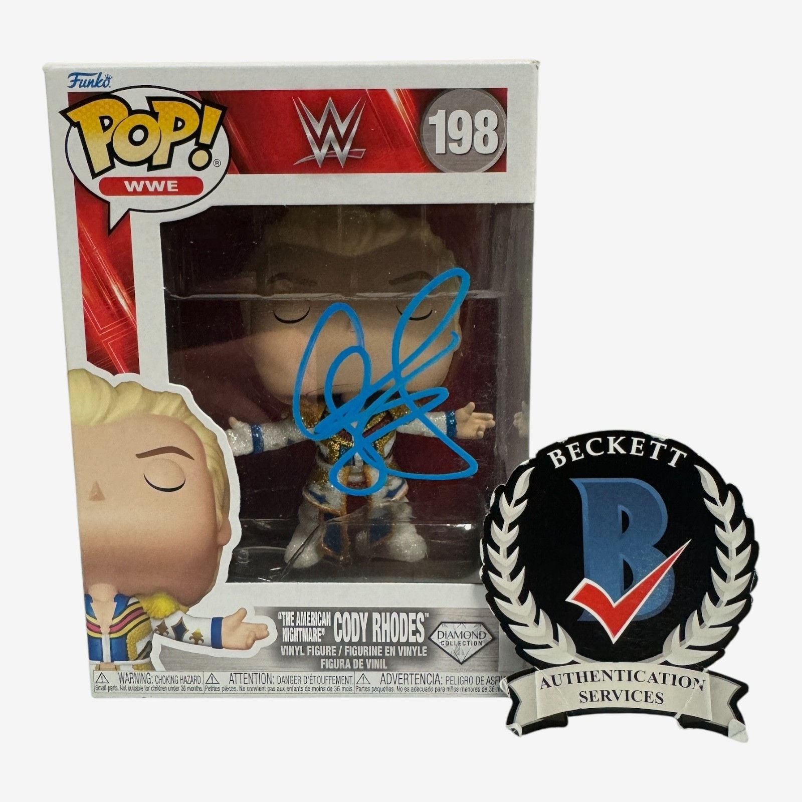 Cody Rhodes Signed Autograph WWE Funko Pop 198 Beckett The American Nightmare Cody Rhodes Signed Autograph WWE Funko Pop 198 Beckett The American Nightmare