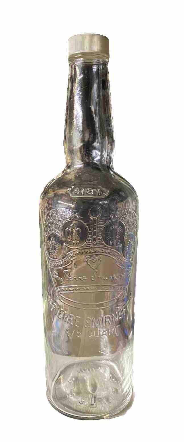 Smirnoff Vintage Clear Bottle - 1818 Tall Crown Embossed - W/cap