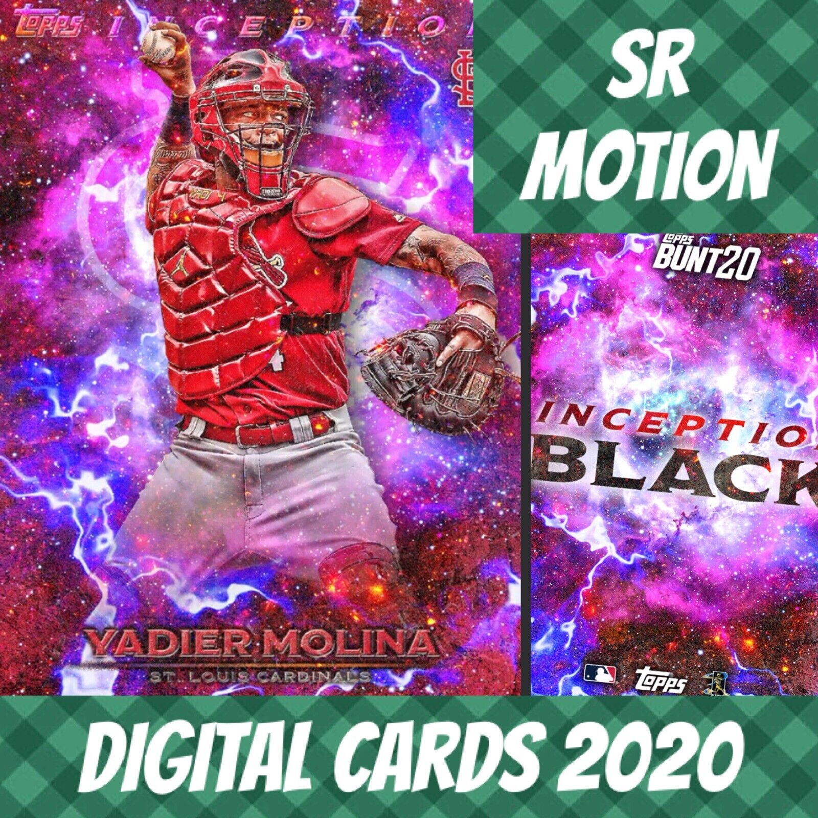 2020 Topps Colorful 20 Yadier Molina Inception Black Galaxy Base S/1 Digital Card