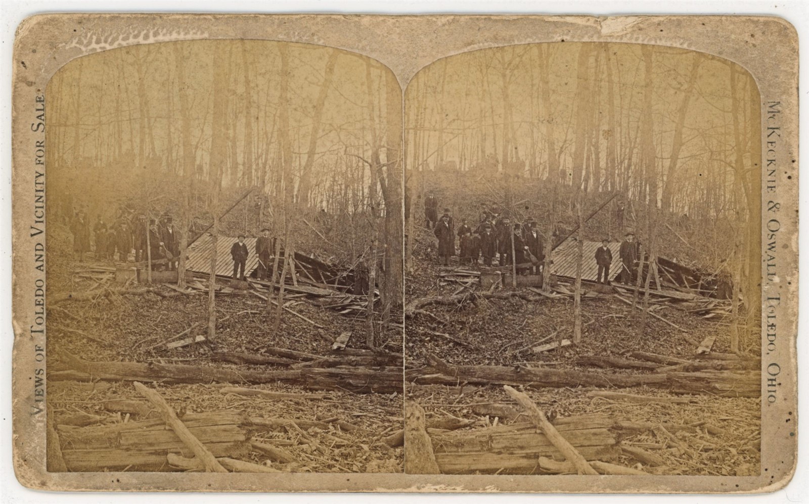 OHIO STEREOVIEW - Toledo - Group in Forest - McKecknie & Oswald 1880s RARE OHIO STEREOVIEW - Toledo - Group in Forest - McKecknie & Oswald 1880s RARE