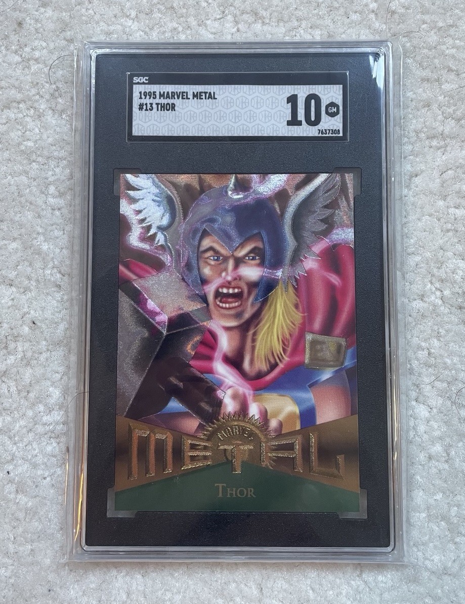 1995 Marvel Metal #13 Thor SGC 10 - POP 2 - THOR Marvel Metal rc Avengers RARE 1995 Marvel Metal #13 Thor SGC 10 - POP 2 - THOR Marvel Metal rc Avengers RARE
