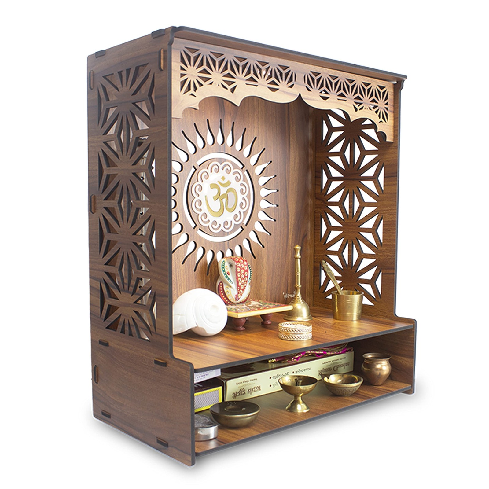 Heartily® Shree Beautiful Wooden Pooja Stand for Home Mandir for Home Templ Heartily® Shree Beautiful Wooden Pooja Stand for Home Mandir for Home Templ