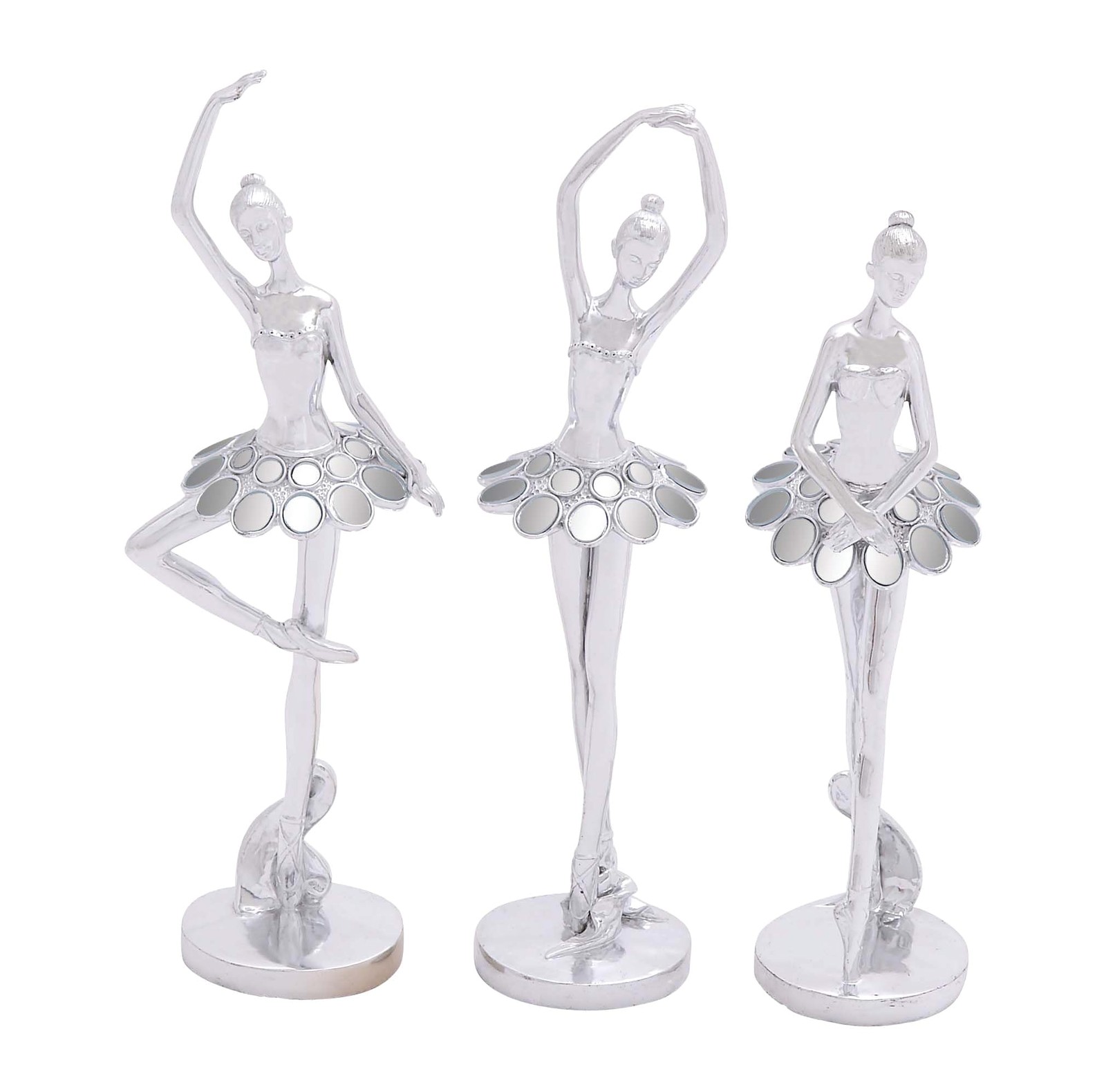 Deco 79 Polystone Dancer Sculpture with Mirror Accents Set of 3 Figurines Deco 79 Polystone Dancer Sculpture with Mirror Accents Set of 3 Figurines