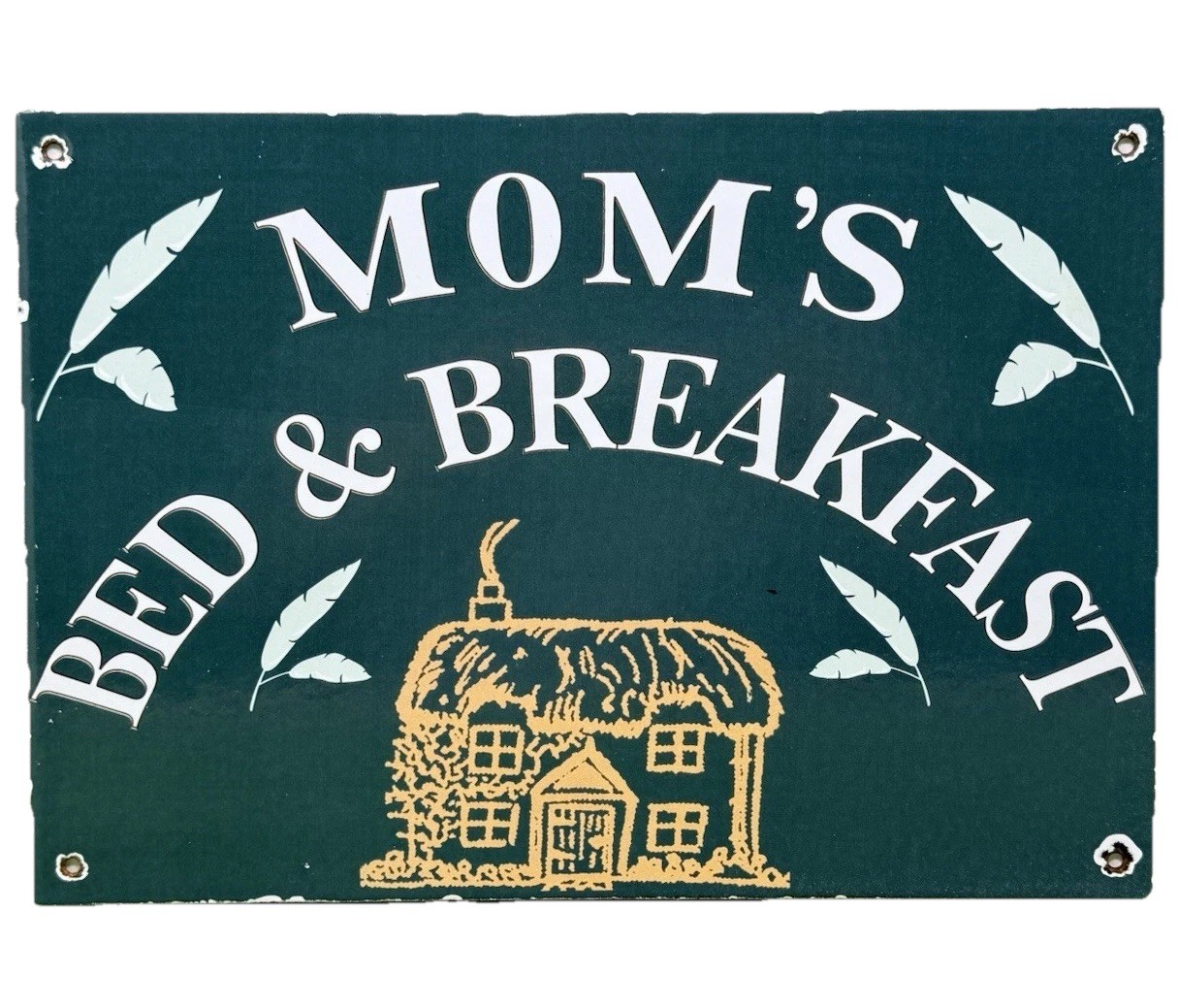 VINTAGE MOM'S BESD & BREAKFAST PORCELAIN SIGN GAS OIL AIRBNB RENTAL INN MOTEL