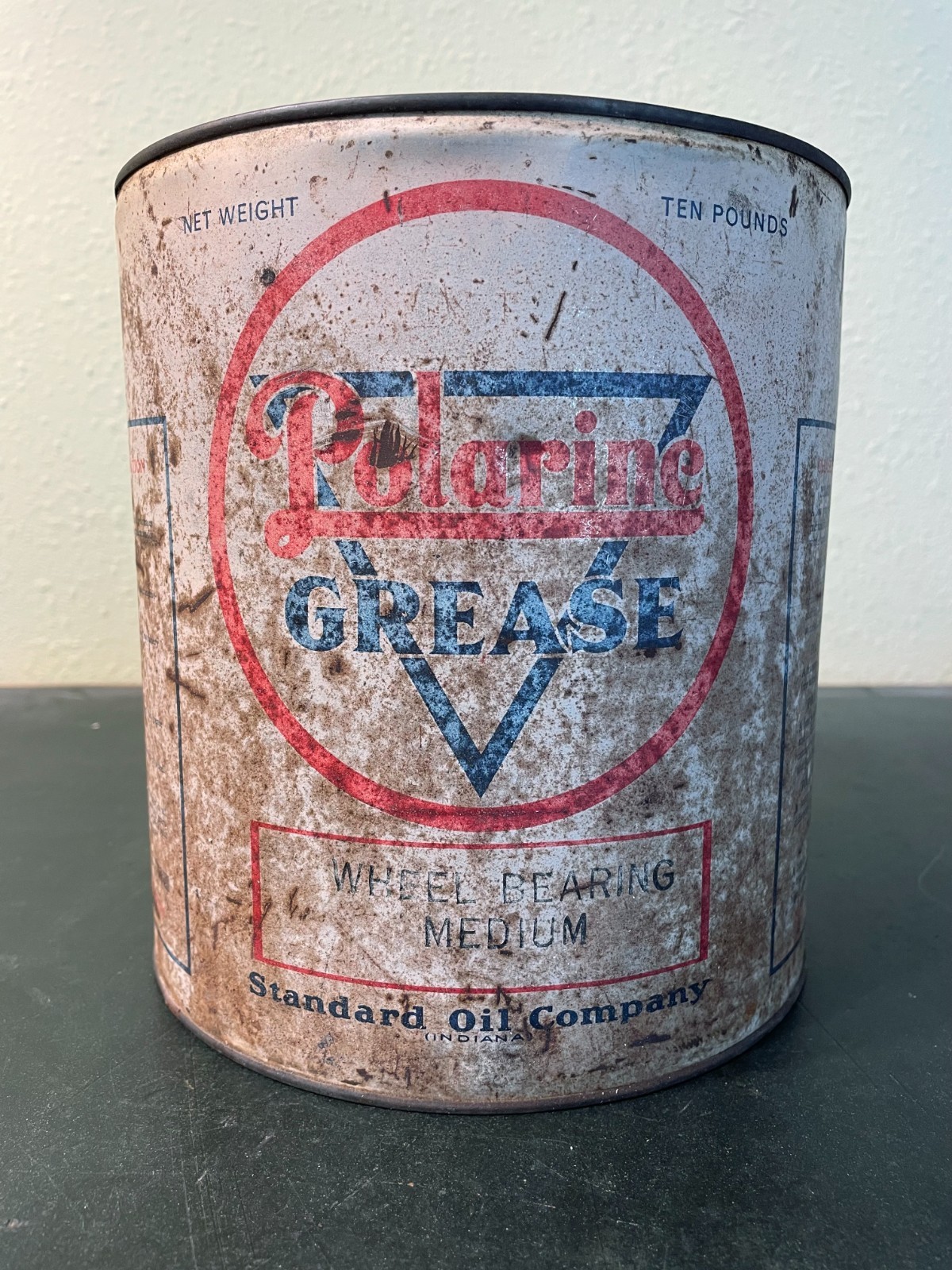 Vintage Polarine Grease Wheel Bearing Medium One Gallon Tin Standard Oil lube