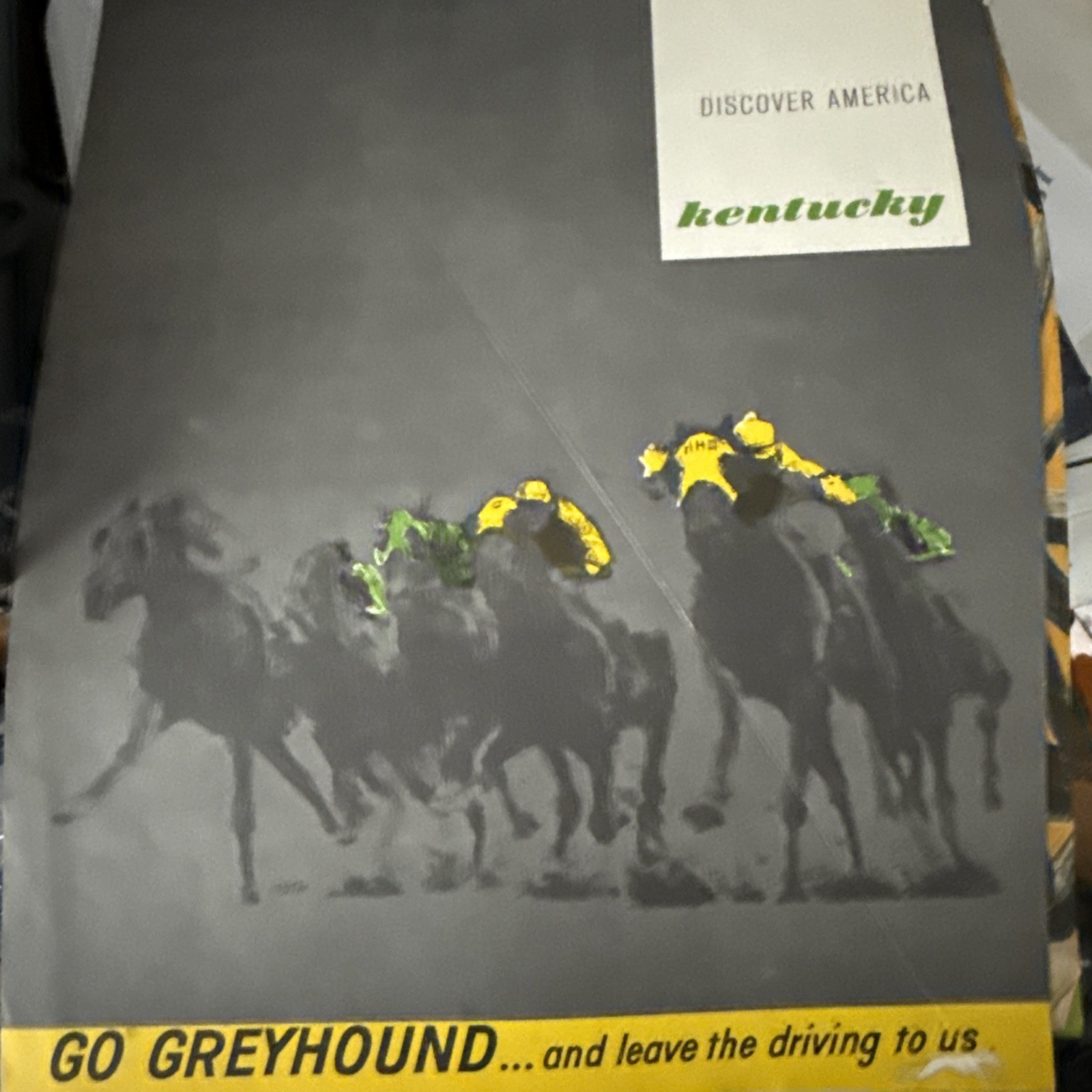 Vintage Litho USA Go Greyhound Travel Poster 1950s Kentucky Derby Horses Vintage Litho USA Go Greyhound Travel Poster 1950s Kentucky Derby Horses