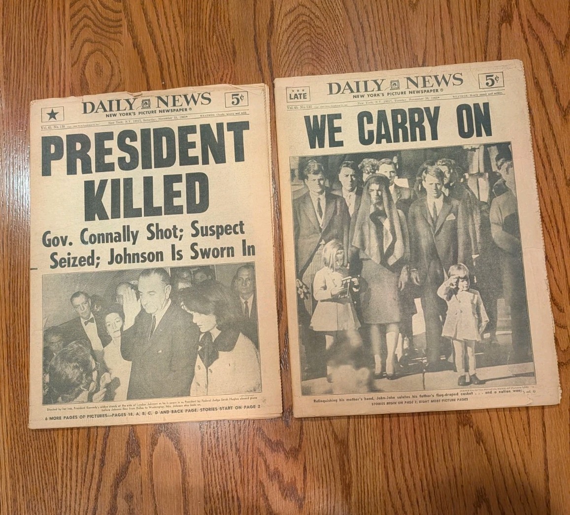 Vintage 1963 JFK Assassination New York Daily News Newspapers Nov 23 26 Bundle