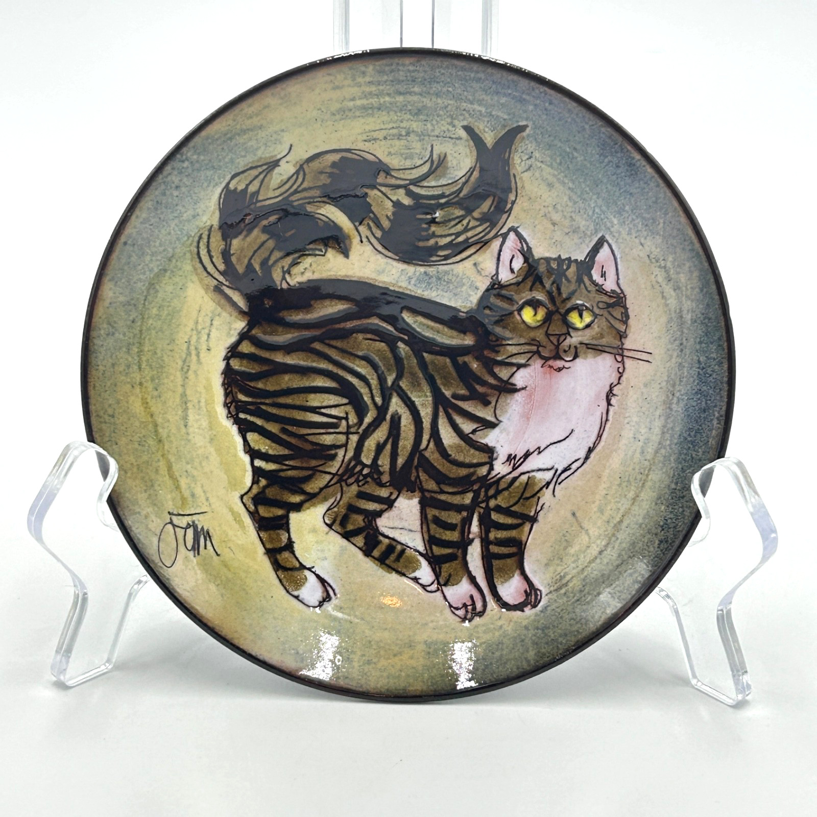 Vintage Hand Painted  Cat Themed Dish by Chelsea Pottery,  Joyce Morgan