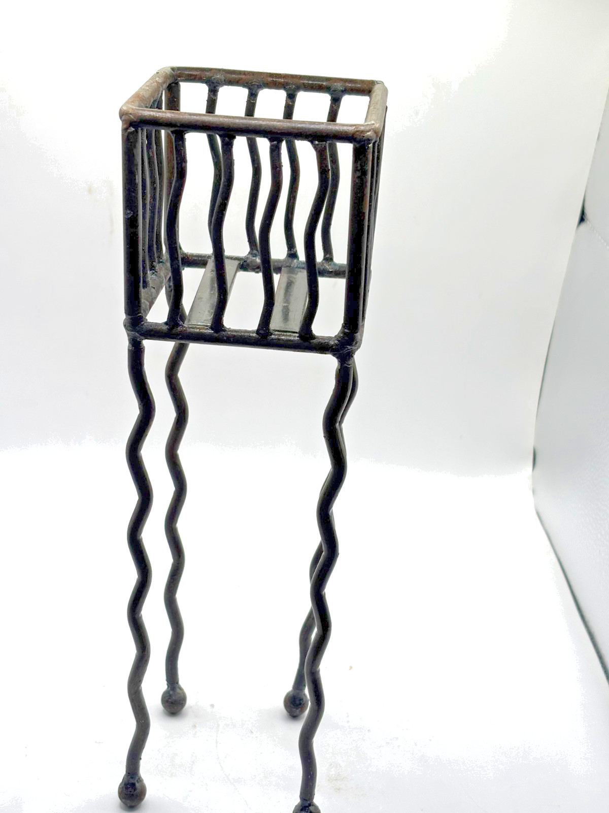 Vintage Wrought Iron Candle Holder With Squiggly Wavy Legs 12 Inches