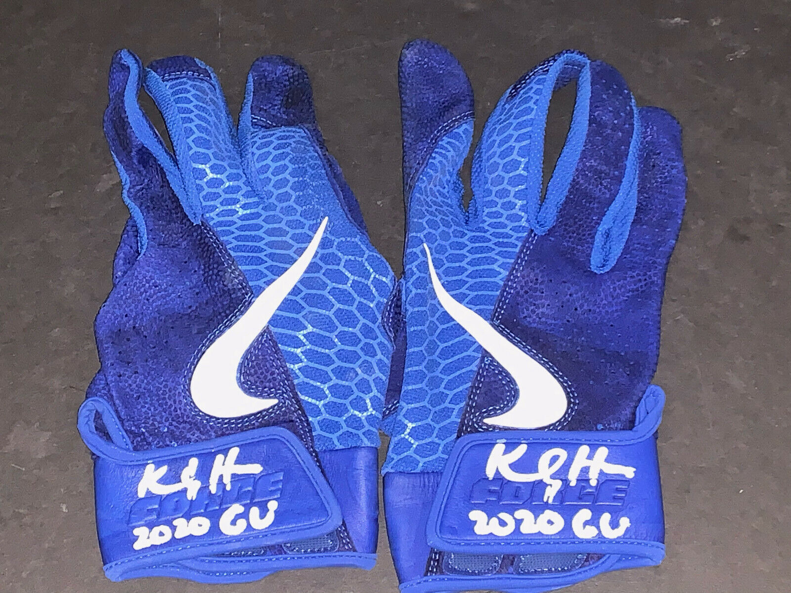 Kody Hoese Los Angeles Dodgers Signed 2020 Game Used Batting Gloves Nike Blue