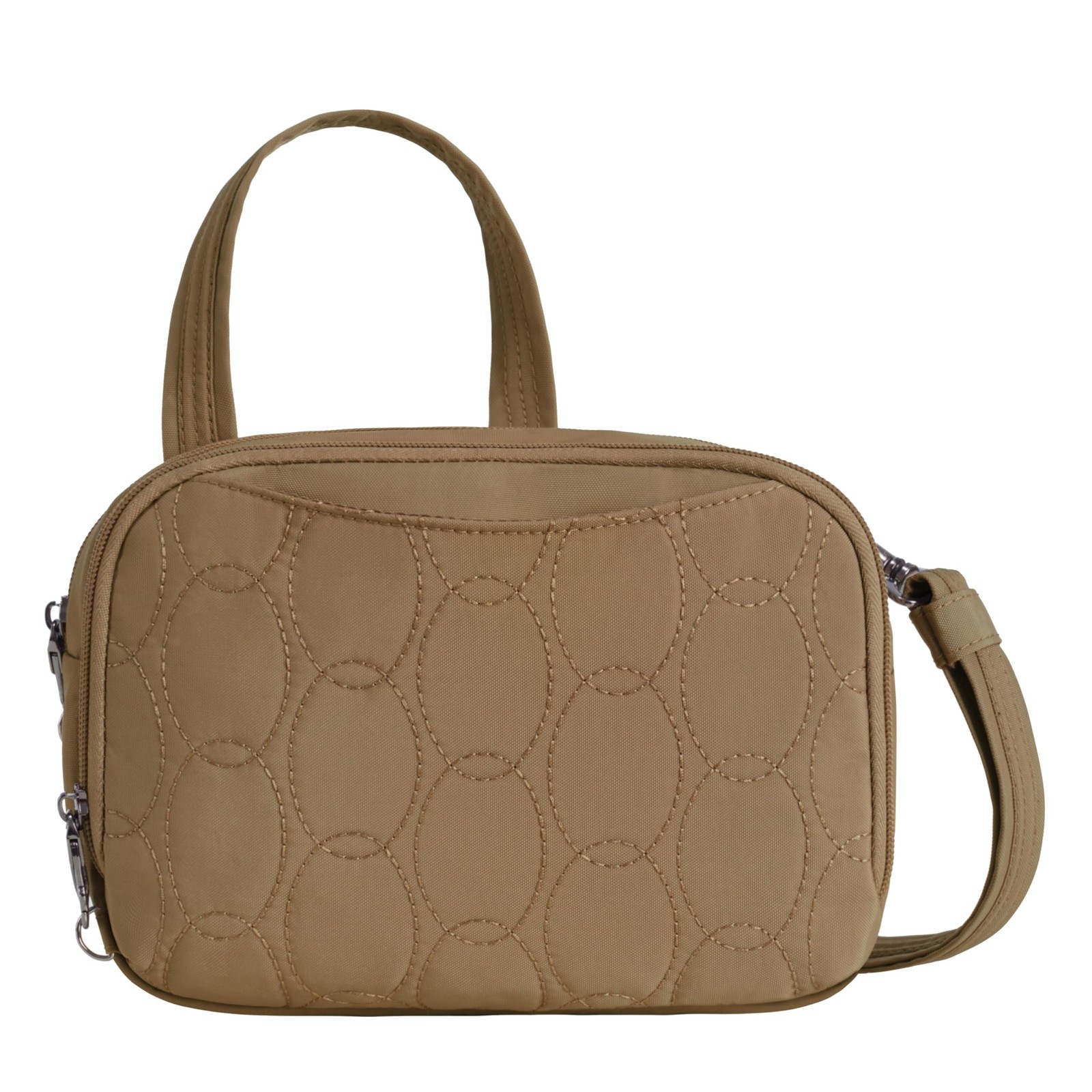 Travelon Anti-Theft Runways Double Compartment Crossbody, Latte Travelon Anti-Theft Runways Double Compartment Crossbody, Latte