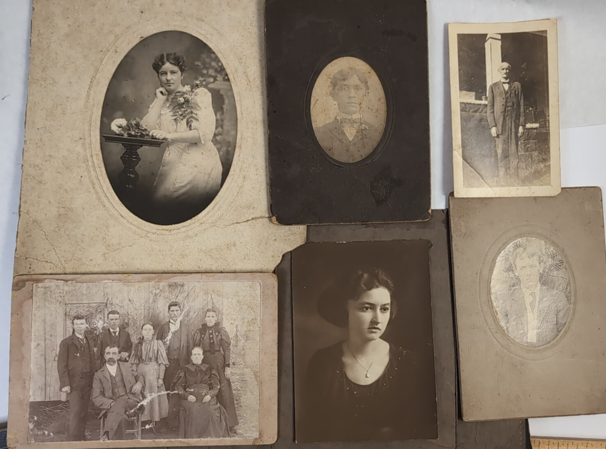 Lot of 6: Antique 1910-1930's photos ,Families, Portraits, Keepsakes 3X4 AB