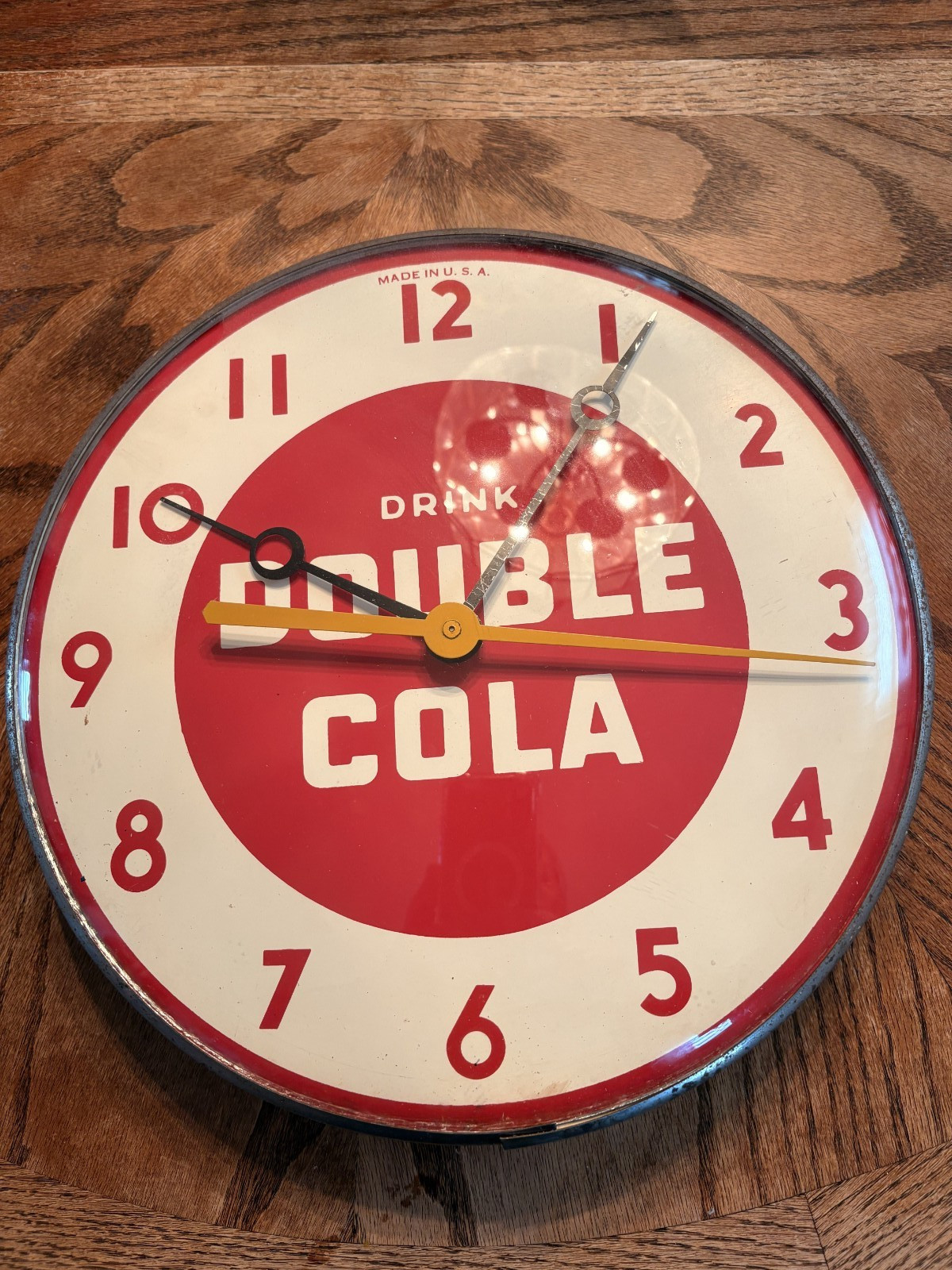 Vintage 1950’s Double Cola Advertising Bubble Glass Clock 12\ Vintage 1950’s Double Cola Advertising Bubble Glass Clock 12\
