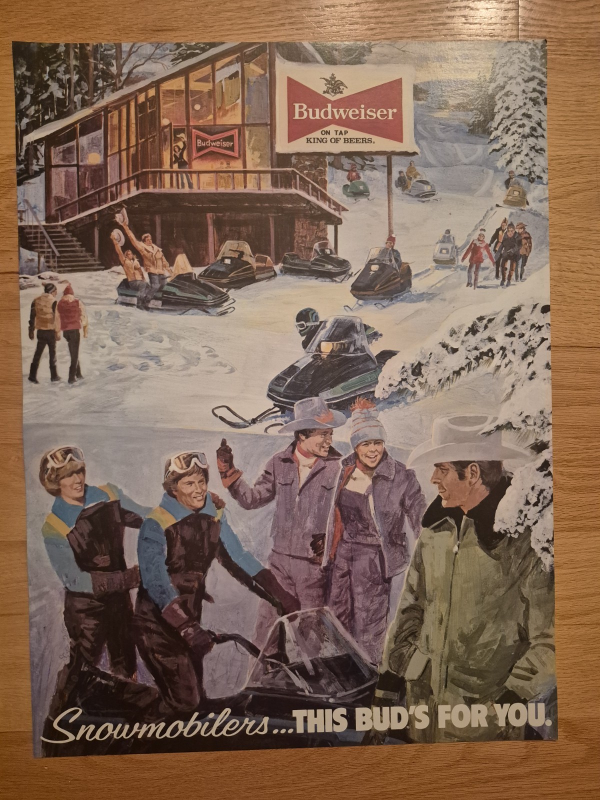 Vintage Rare Budweiser Beer Poster Snowmobilers 24 Vintage Rare Budweiser Beer Poster Snowmobilers 24