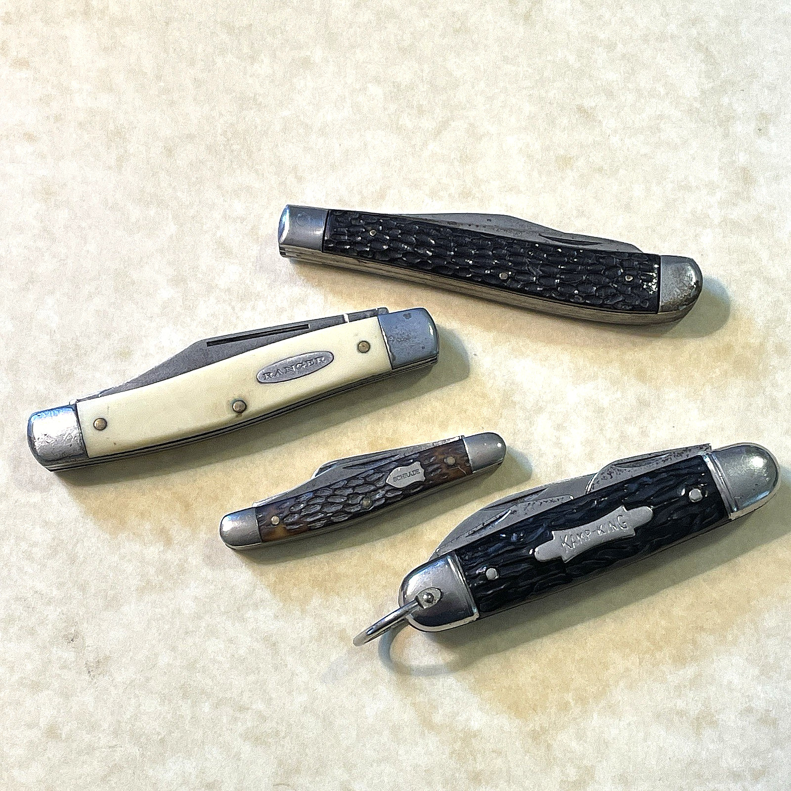 Pocket Knives Vntge Lot of 4 Kamp-King Ranger & Sabre Japan Schrade Multi Blade Pocket Knives Vntge Lot of 4 Kamp-King Ranger & Sabre Japan Schrade Multi Blade