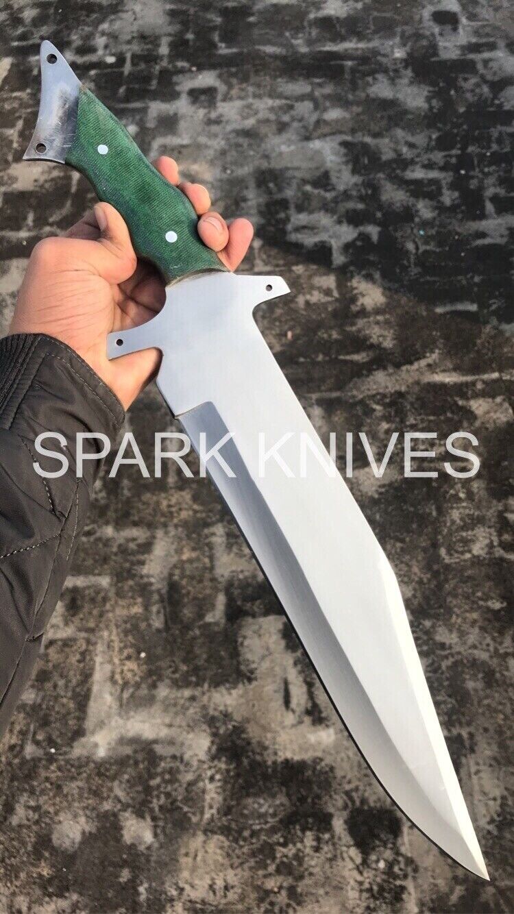 20” SPARK CUSTOM D2 STEEL HUNTING PREDATOR FULL TANG BOWIE KNIFE W/SHEATH