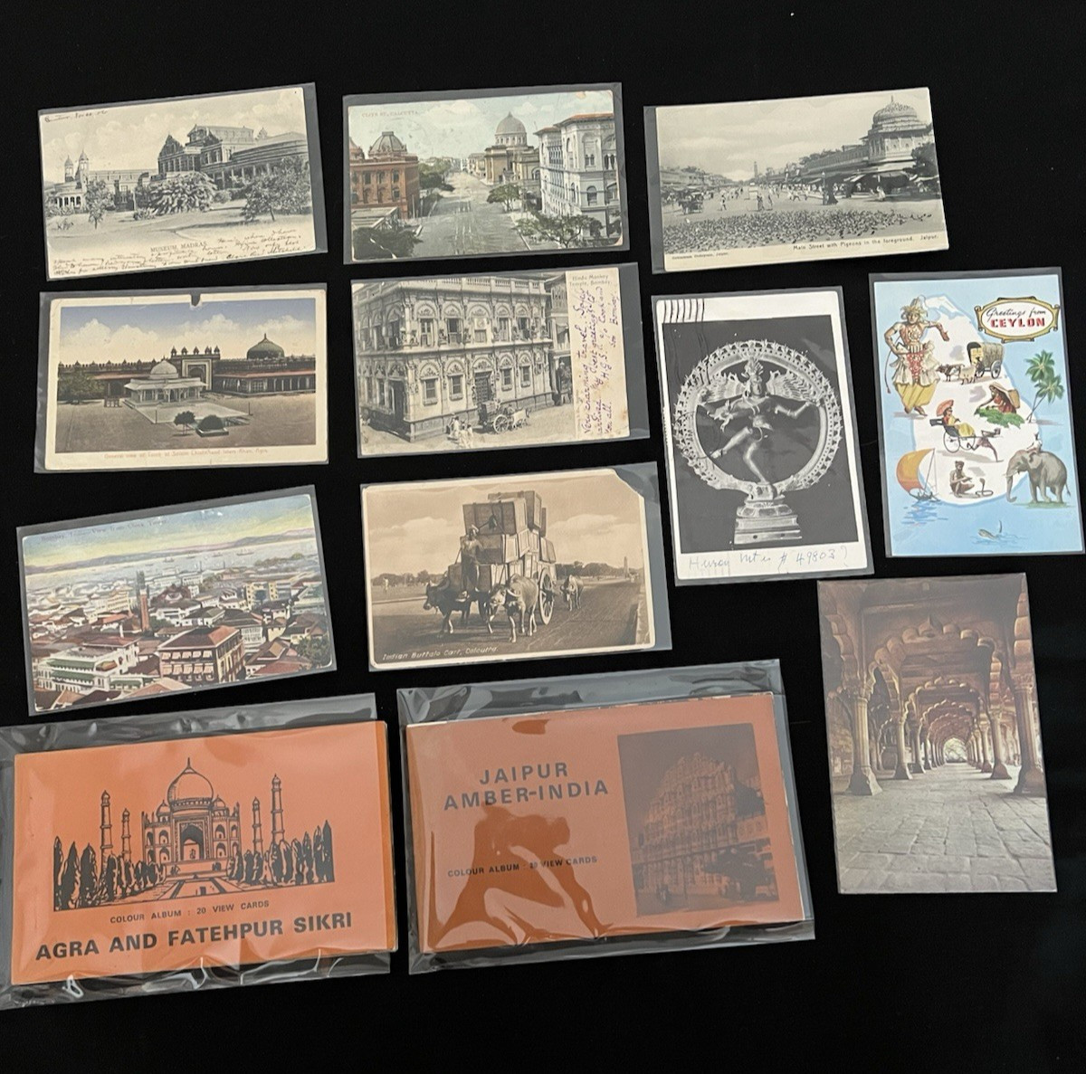 12 India/Ceylon Postcards & Booklets Jaipur Bombay Calcutta Agra 2 Booklets 40pc 12 India/Ceylon Postcards & Booklets Jaipur Bombay Calcutta Agra 2 Booklets 40pc