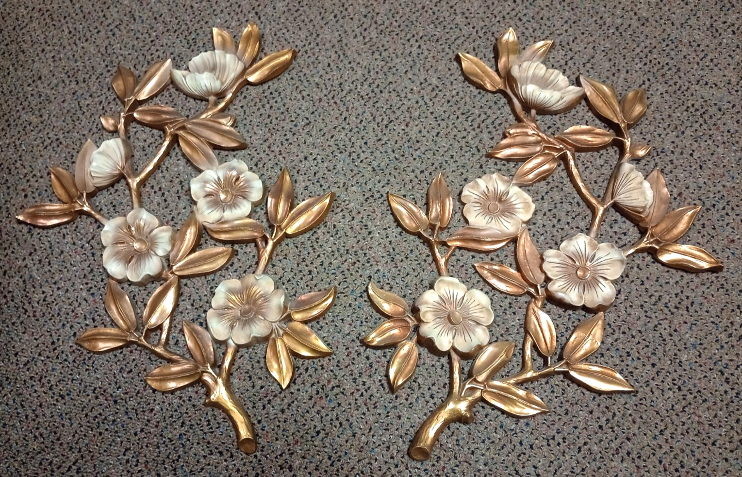 VINTAGE MCM SYROCO DOGWOOD BRANCH WALL ART DECOR WHITE FLOWERS GOLD BRANCHES SET VINTAGE MCM SYROCO DOGWOOD BRANCH WALL ART DECOR WHITE FLOWERS GOLD BRANCHES SET