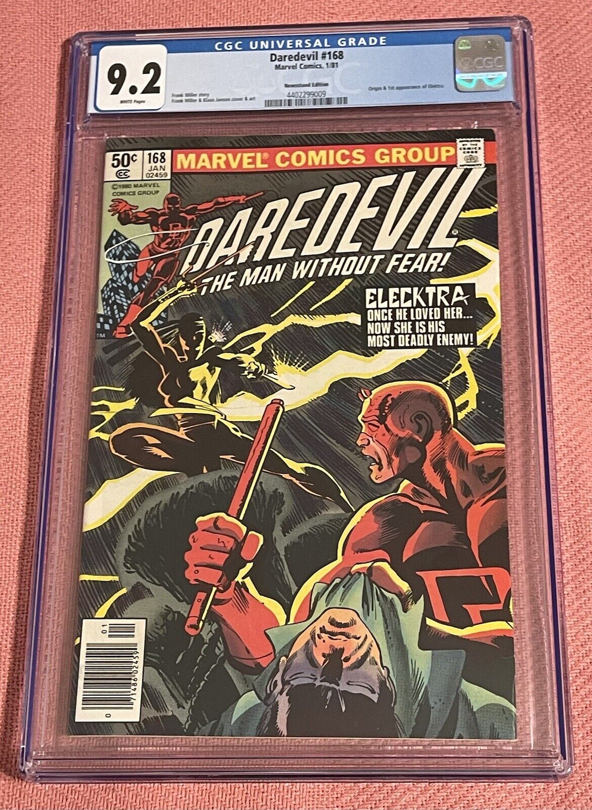 Daredevil #168 CGC 9.2 White Pages, Newsstand, 1st appearance of Elektra, Marvel