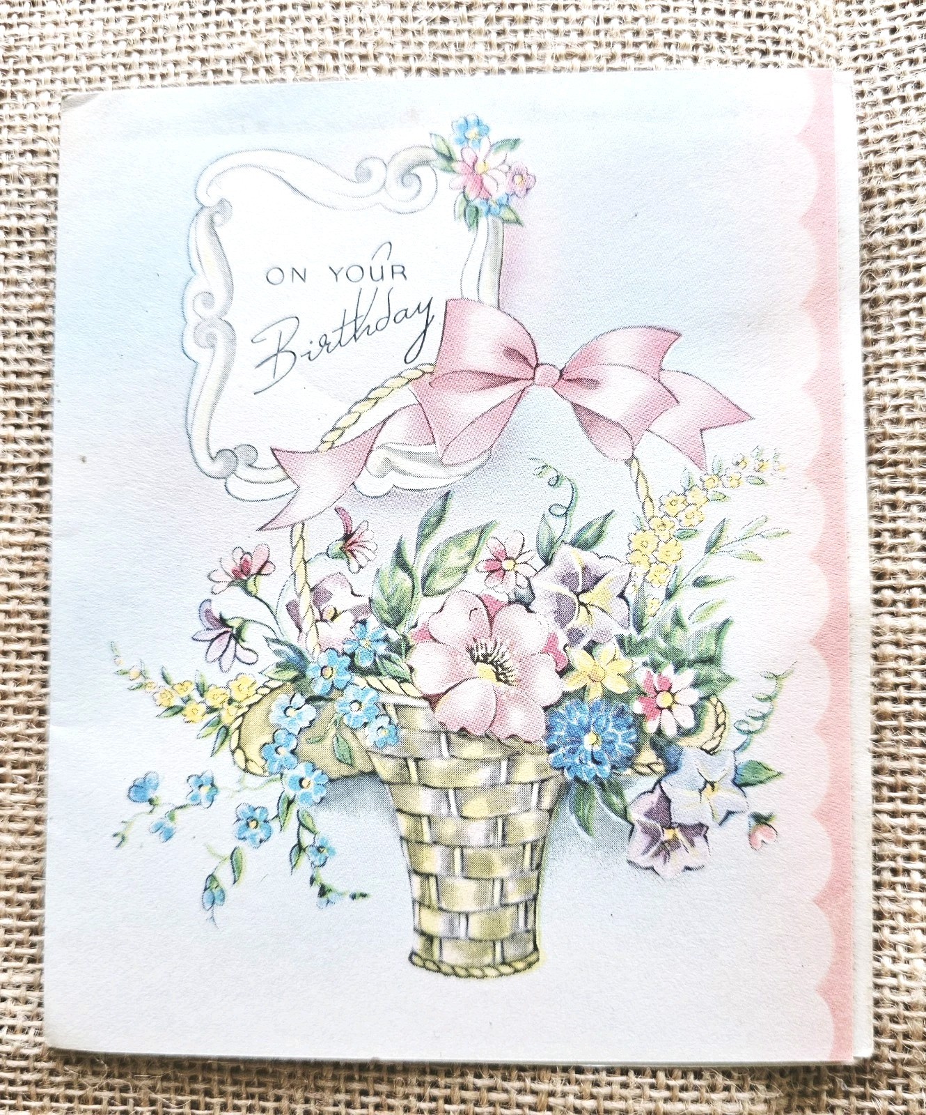 Vintage 1950s Birthday Greeting Card Flowers Unused Vintage 1950s Birthday Greeting Card Flowers Unused