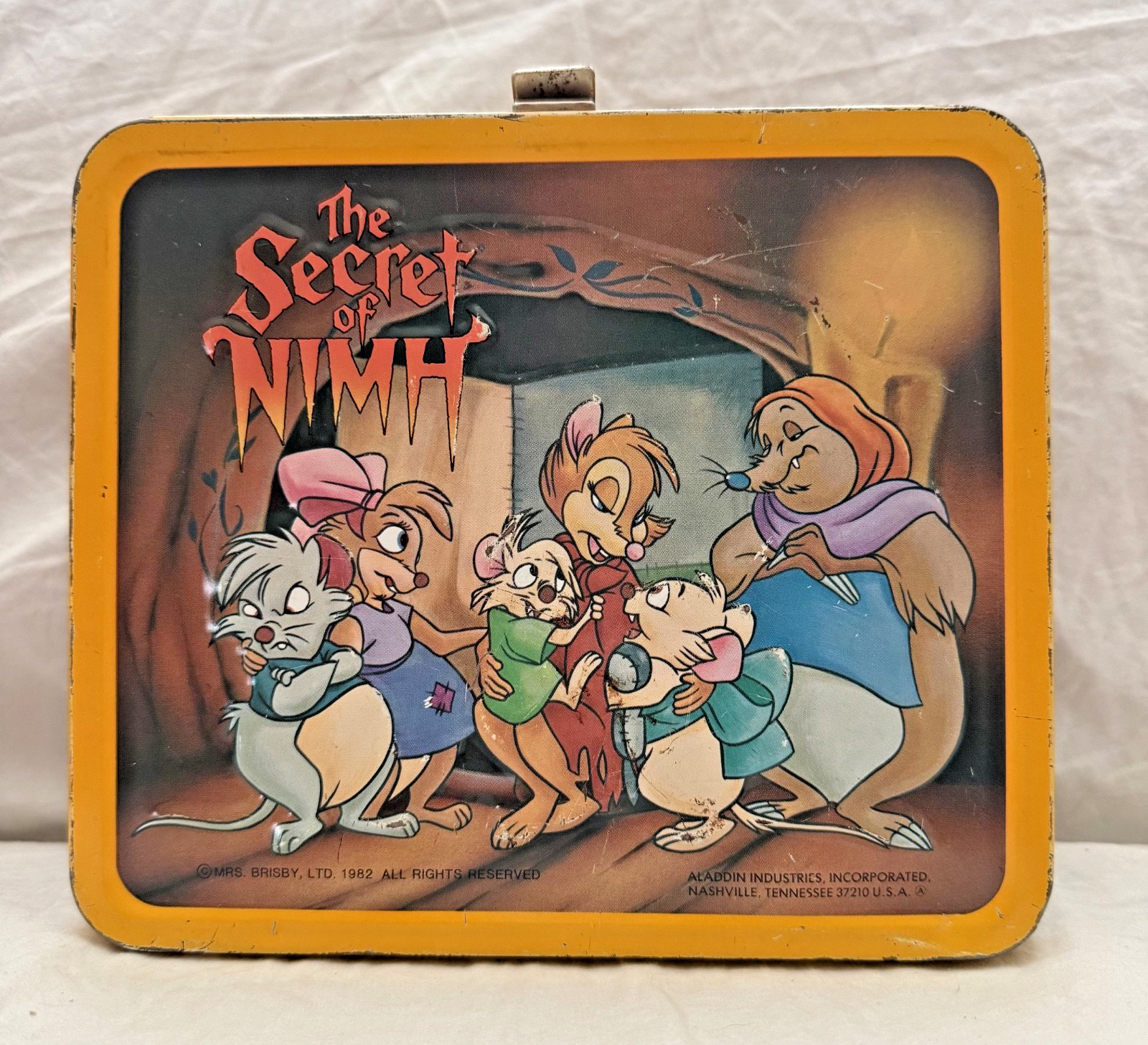 1982 Aladdin The Secret of Nimh Metal Lunch Box - No Thermos 1982 Aladdin The Secret of Nimh Metal Lunch Box - No Thermos