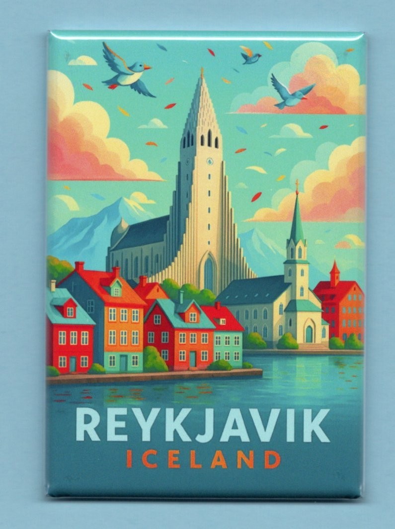 REYKJAVIK ICELAND TRAVEL POSTER PORTRAIT *2X3 FRIDGE MAGNET* COLD VACATION TRIP REYKJAVIK ICELAND TRAVEL POSTER PORTRAIT *2X3 FRIDGE MAGNET* COLD VACATION TRIP