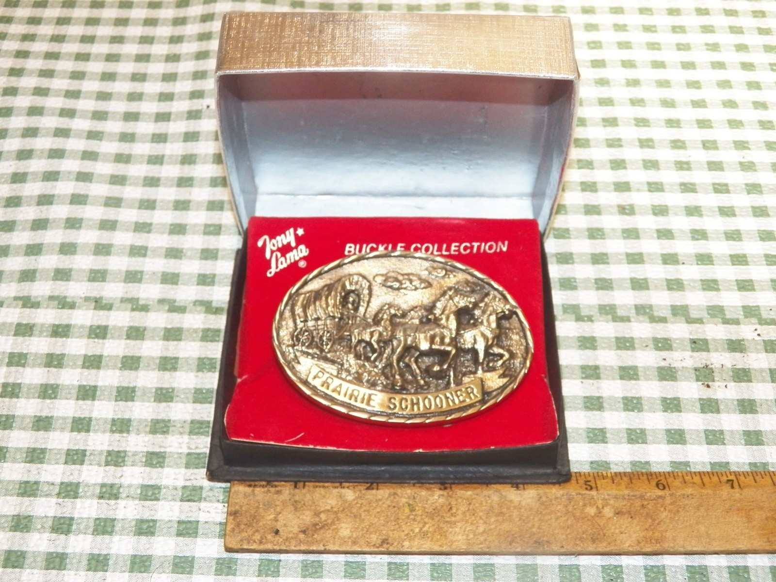 Vintage TONY LAMA Brass Belt Buckle 