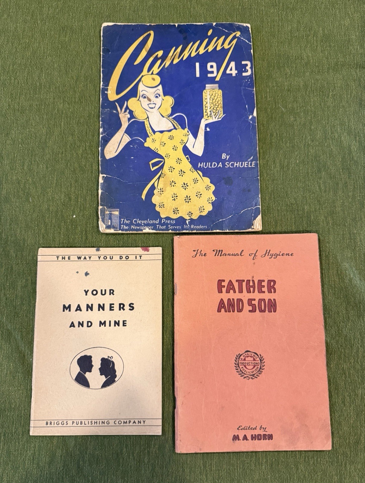 Vintage 1940s Booklet Lot of 3: Canning 1943, Your Manners & Mine and More.