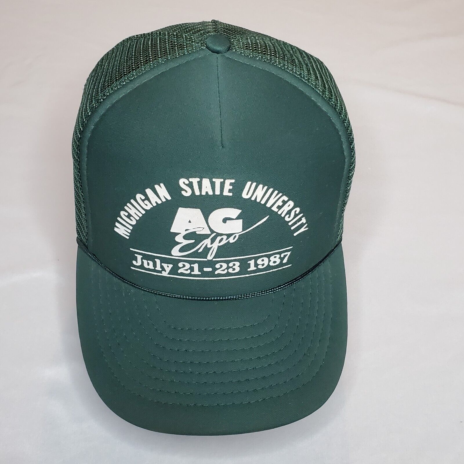 Vintage Michigan State University Hat 1987 AG EXPO Trucker Hat Adjustable Green