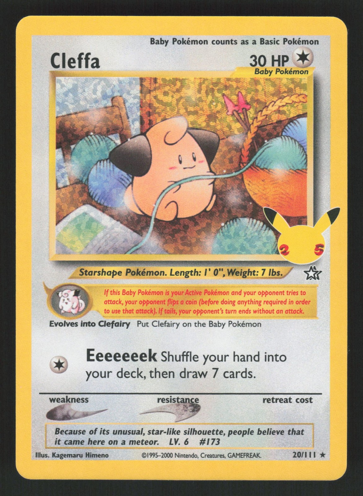 English NM Cleffa 20/111 CCC Holofoil Pokemon Celebrations: Classic Collection