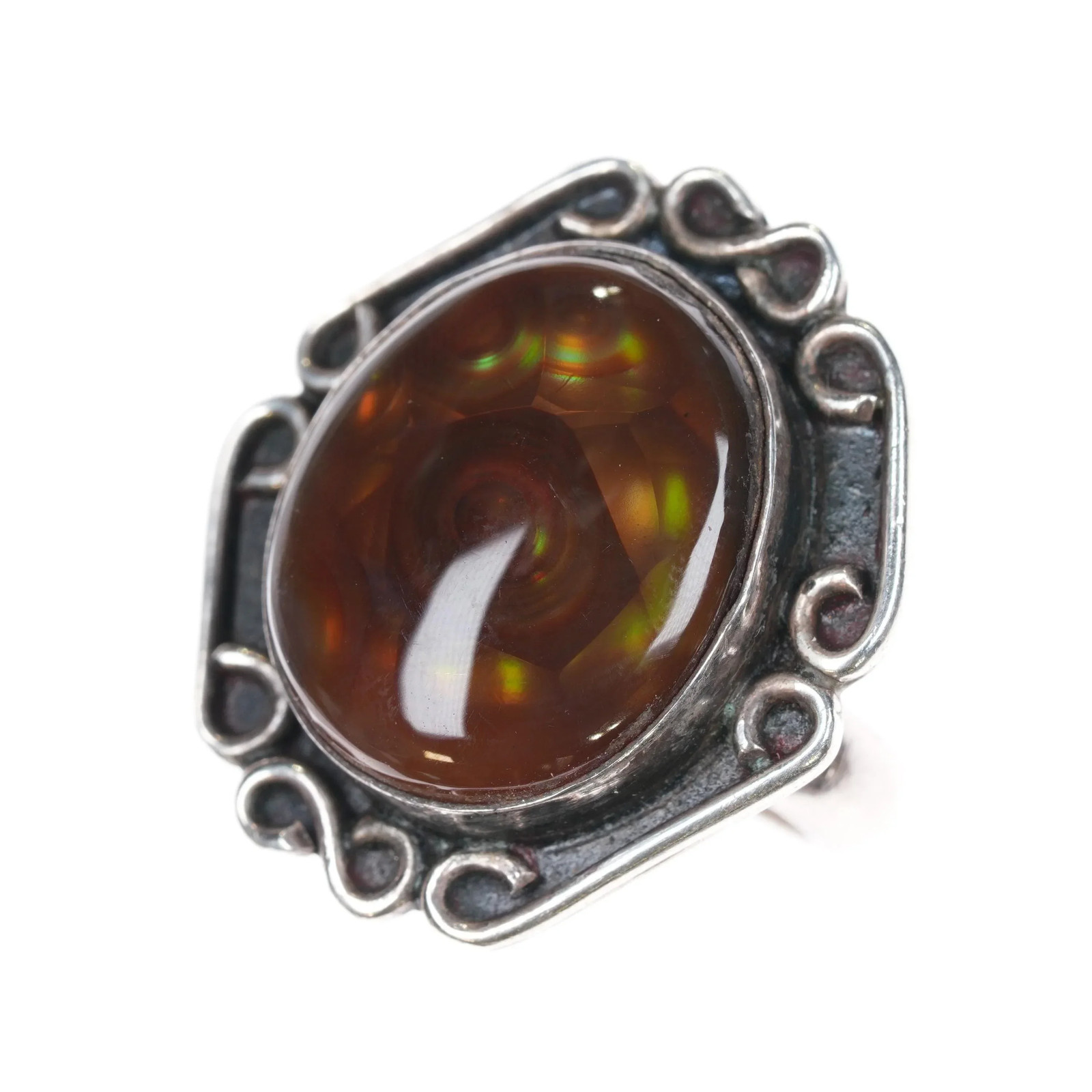 sz7.5 c1960\'s Vintage Navajo Arizona Fire Agate ring sterling silver JJ sz7.5 c1960\'s Vintage Navajo Arizona Fire Agate ring sterling silver JJ