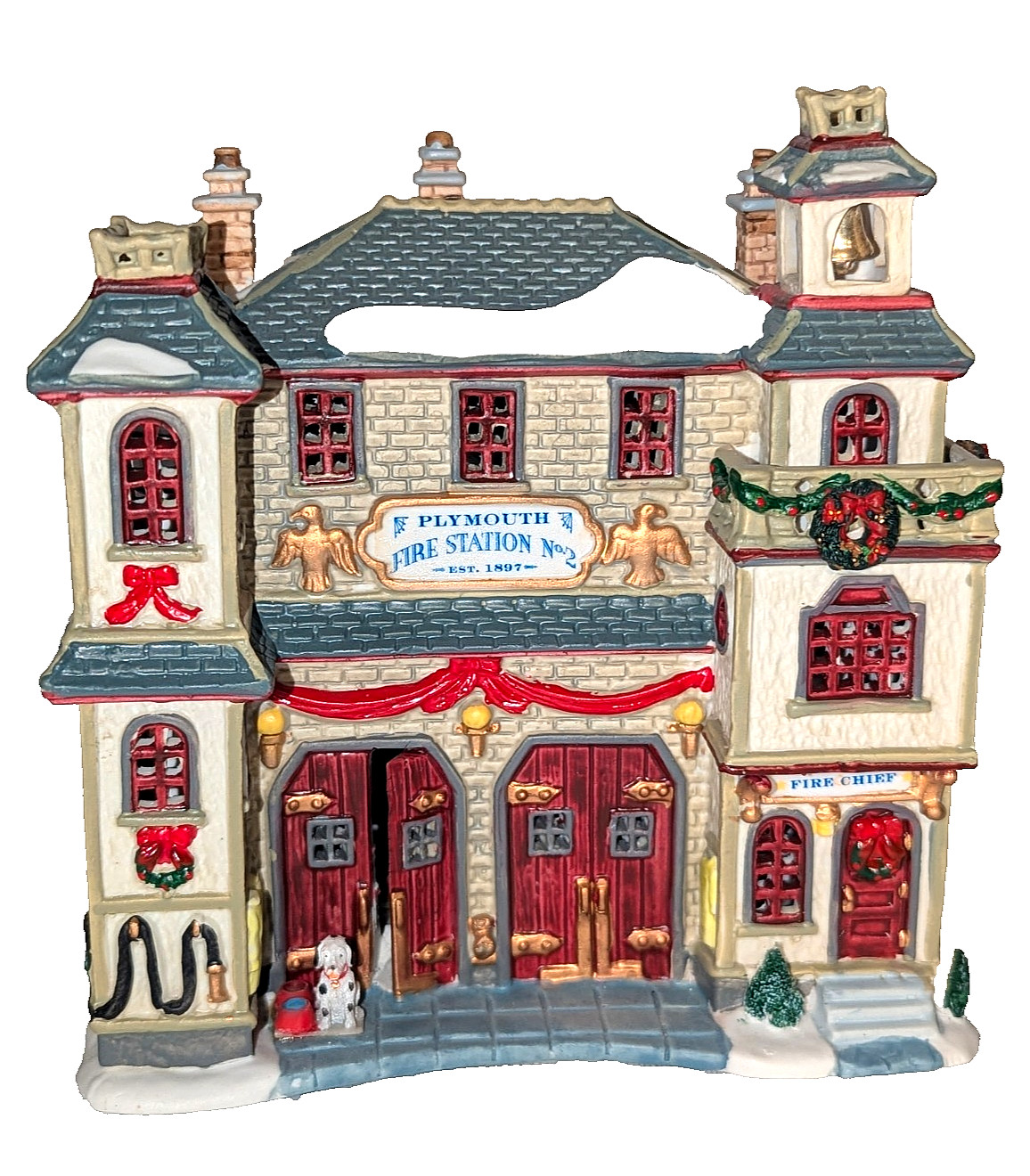 Vtg Lemax Plymouth Fire Station No. 2 Christmas Village Lighted Building #25657A Vtg Lemax Plymouth Fire Station No. 2 Christmas Village Lighted Building #25657A