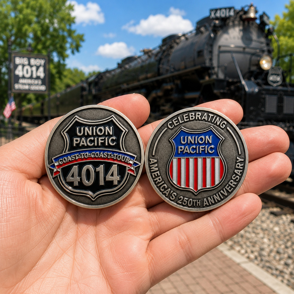 Union Pacific 4014 Big Boy Challenge Coin Coast To Coast Tour America 250th Coin Union Pacific 4014 Big Boy Challenge Coin Coast To Coast Tour America 250th Coin