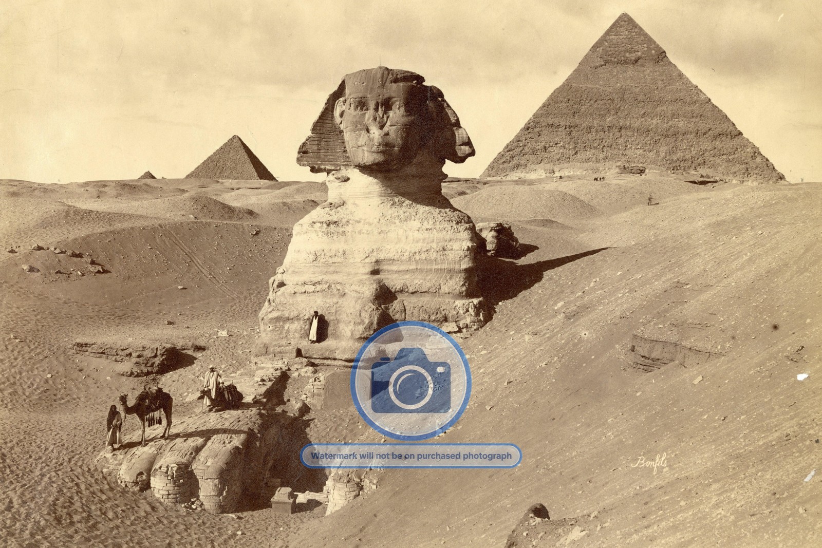 THE GREAT SPHINX AND THE PYRAMID OF KHAFRE GIZA EGYPT 1875 4X6 PHOTO THE GREAT SPHINX AND THE PYRAMID OF KHAFRE GIZA EGYPT 1875 4X6 PHOTO