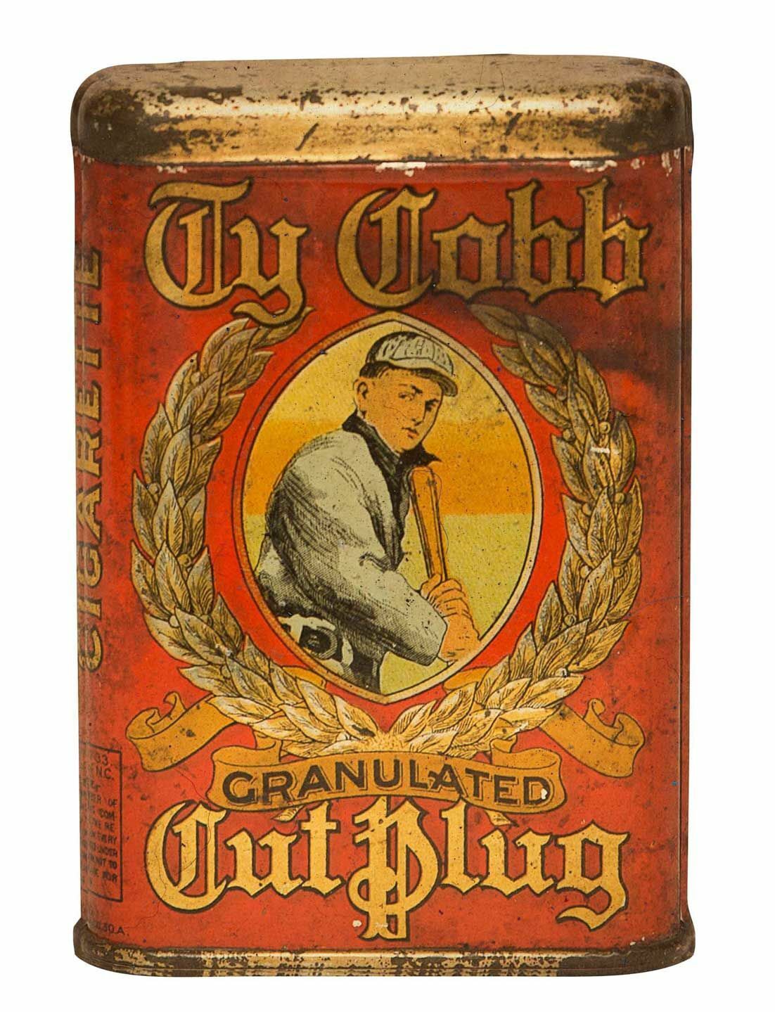 TY COBB GRANULATED CUT PLUG TOBACCO HEAVY DUTY USA MADE METAL ADVERTISING SIGN