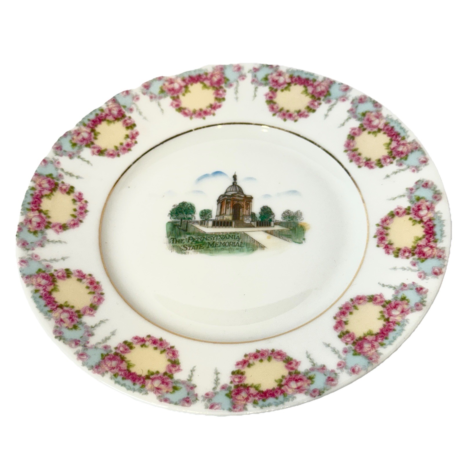 GETTYSBURG Pennsylvania PA Antique STATE MEMORIAL Souvenir TRINKET DISH PLATE GETTYSBURG Pennsylvania PA Antique STATE MEMORIAL Souvenir TRINKET DISH PLATE