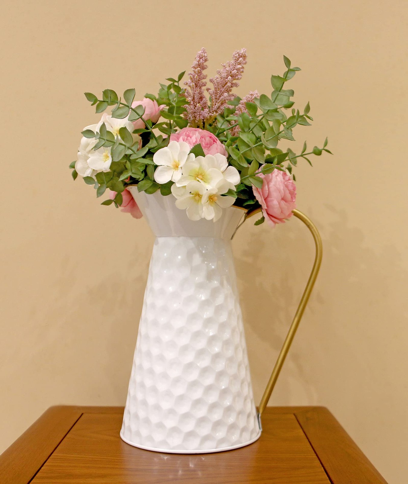 Venalys Elegant White Metal Decorative Flower Vase,Farmhouse Galvanized Venalys Elegant White Metal Decorative Flower Vase,Farmhouse Galvanized