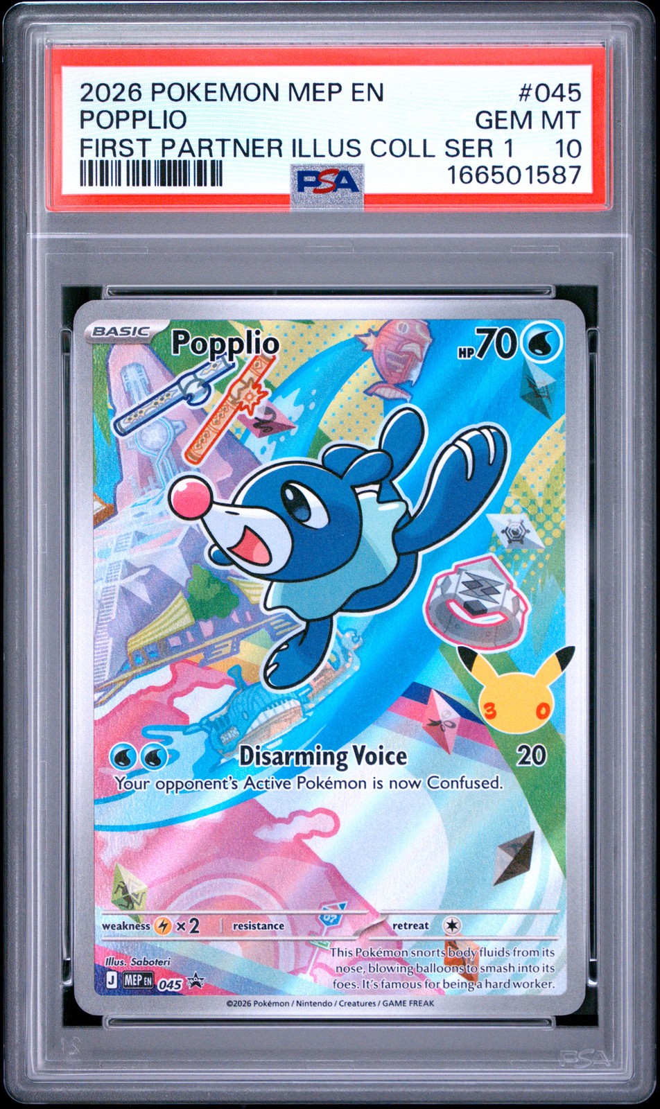 PSA 10 Popplio First Partner Illustration Collection Series 1 045 Pokemon PSA 10 Popplio First Partner Illustration Collection Series 1 045 Pokemon