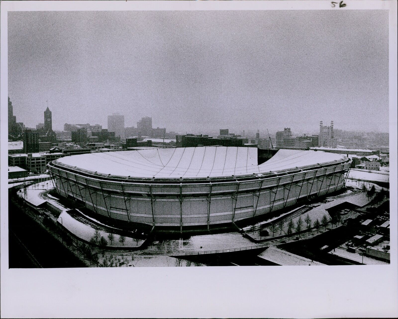 LG827 1982 Original Photo METRODOME DAMAGED Roof Collapsed Deflated Building