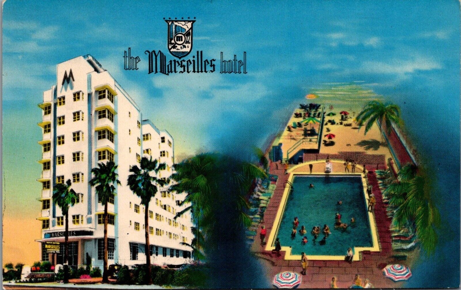 Miami Beach Florida Marseilles Hotel Vintage Postcard