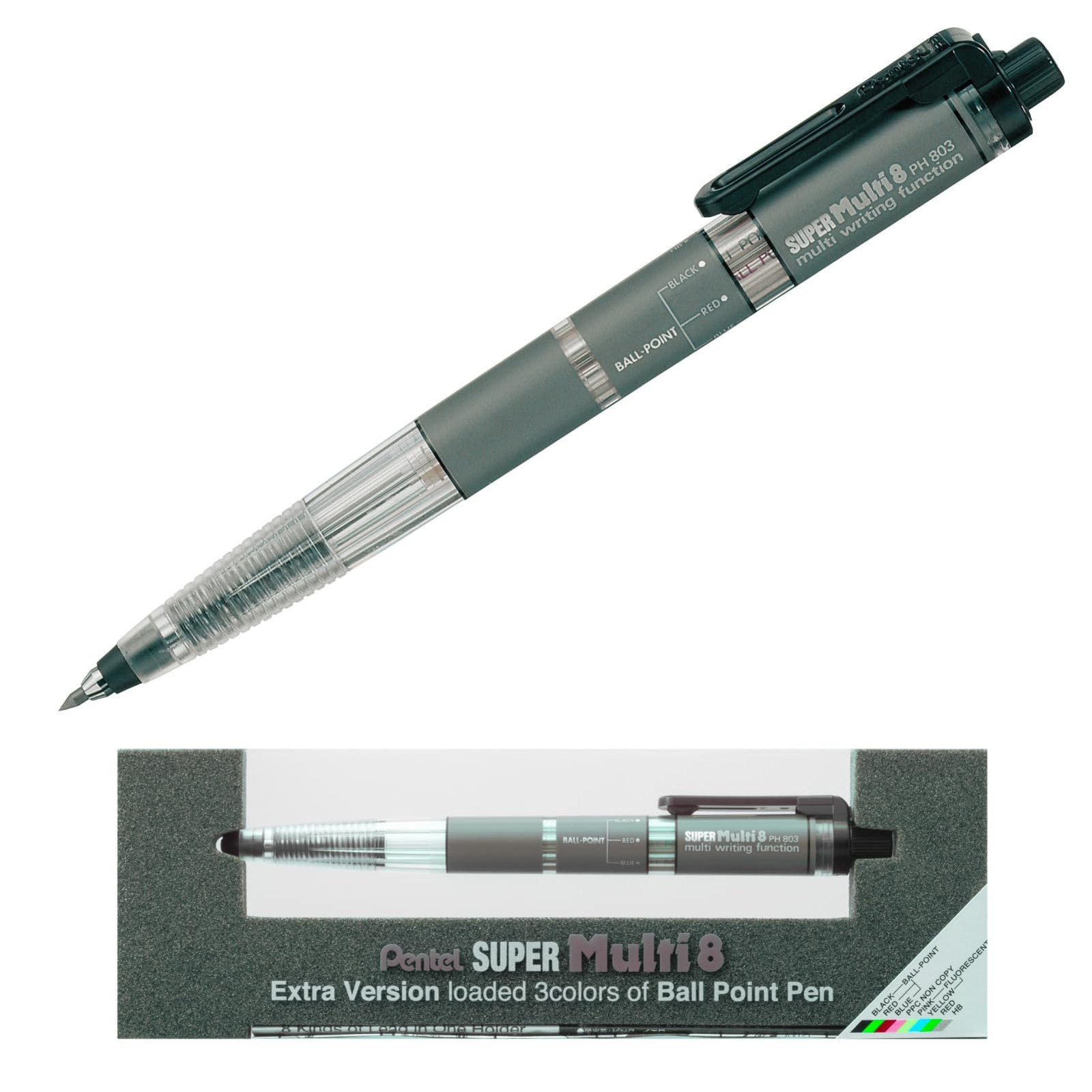 Pentel Super Multi 8 0.7 mm Ballpoint Pen 2 mm Lead Holder (japan import) Pentel Super Multi 8 0.7 mm Ballpoint Pen 2 mm Lead Holder (japan import)