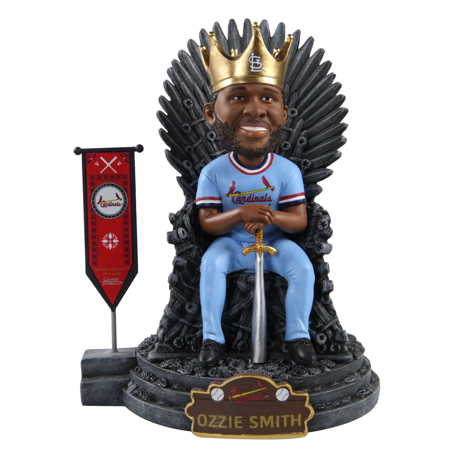 Ozzie Smith St. Louis Cardinals Game of Thrones Iron Throne Bobblehead MLB
