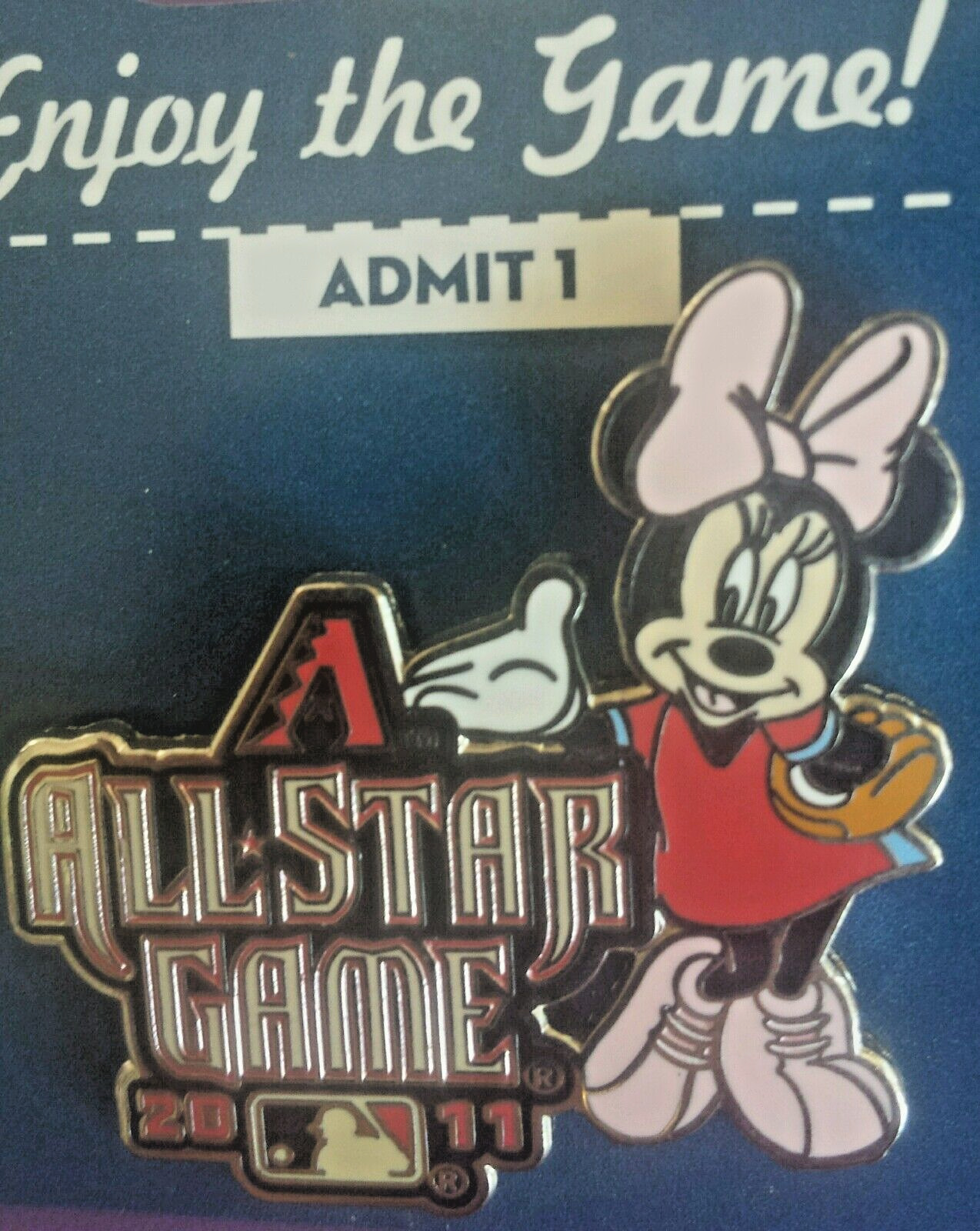 MLB  ASG 2011 ALL STAR GAME MINNIE MOUSE  standing next to the Official Logo PIN