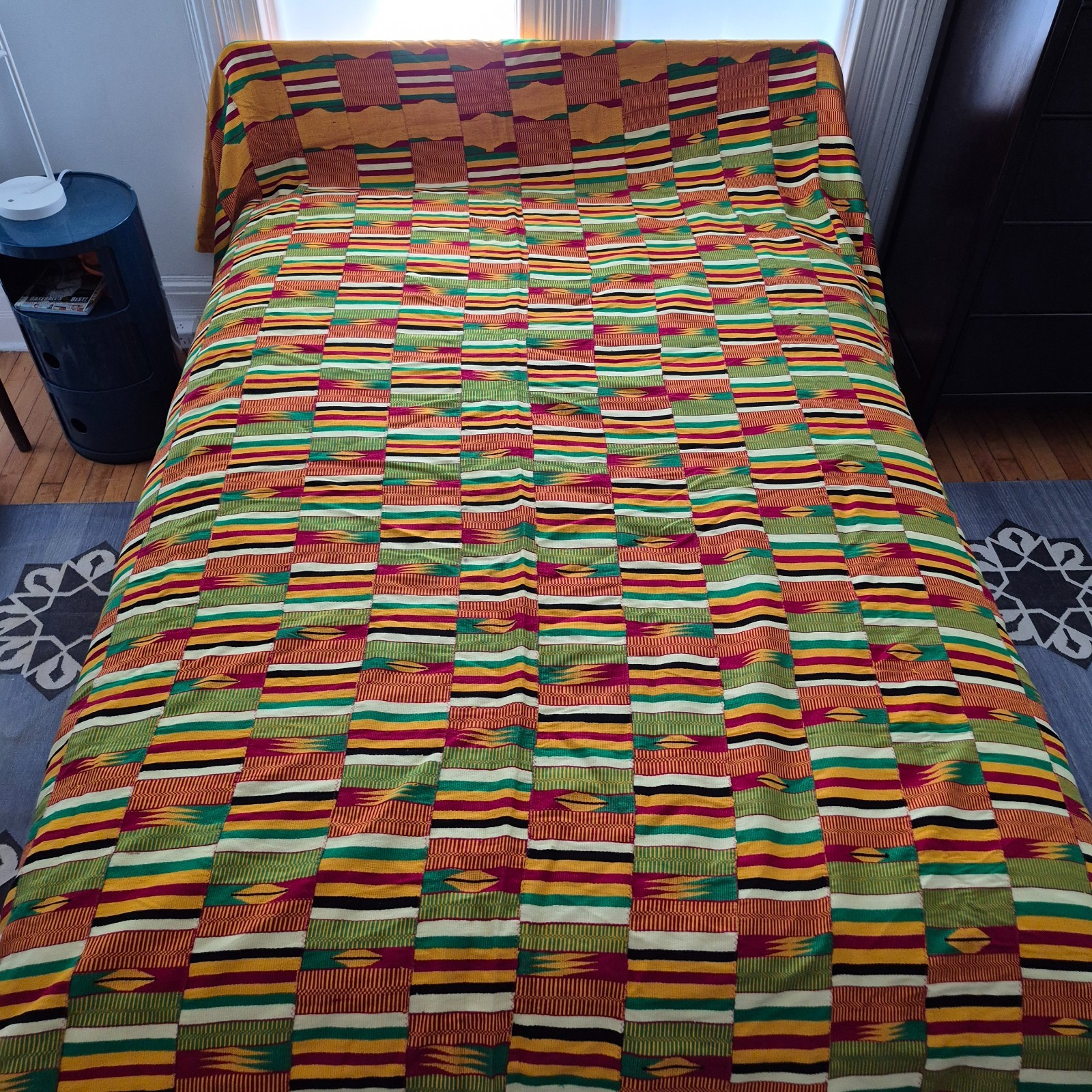 HUGE Vintage Stunning Hand Woven African Ewe Kente Cloth Textile 122 x 88 inches HUGE Vintage Stunning Hand Woven African Ewe Kente Cloth Textile 122 x 88 inches