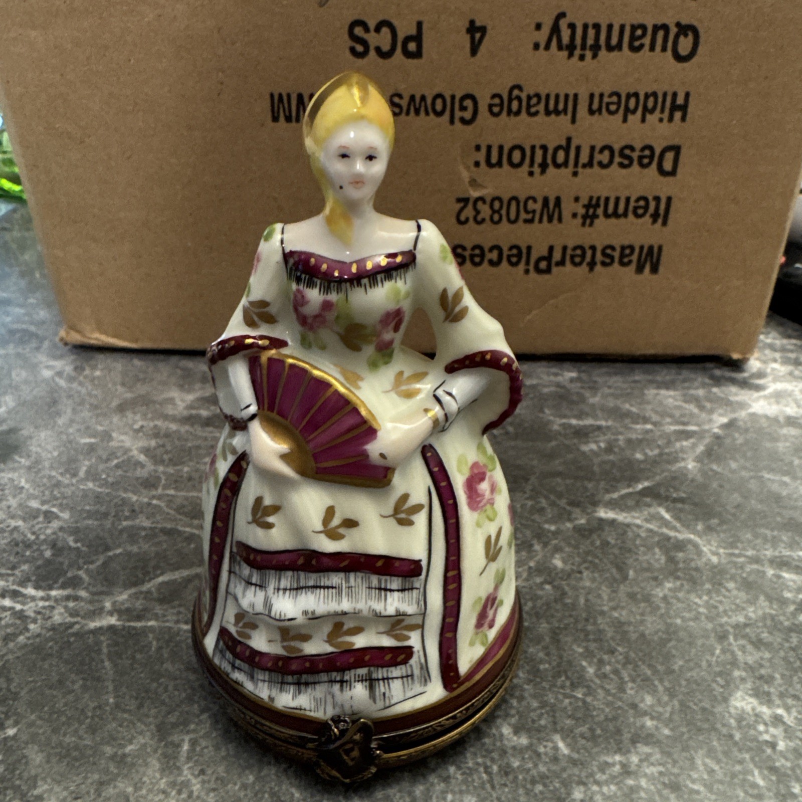 Vintage Limoges France Lady Hand Painted Porcelain Trinket Box