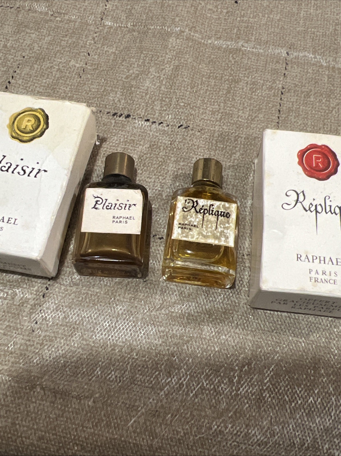 VTG RAPHAEL travel Size Replique Full Plaisir Empty W Boxes RARE LOT VTG RAPHAEL travel Size Replique Full Plaisir Empty W Boxes RARE LOT